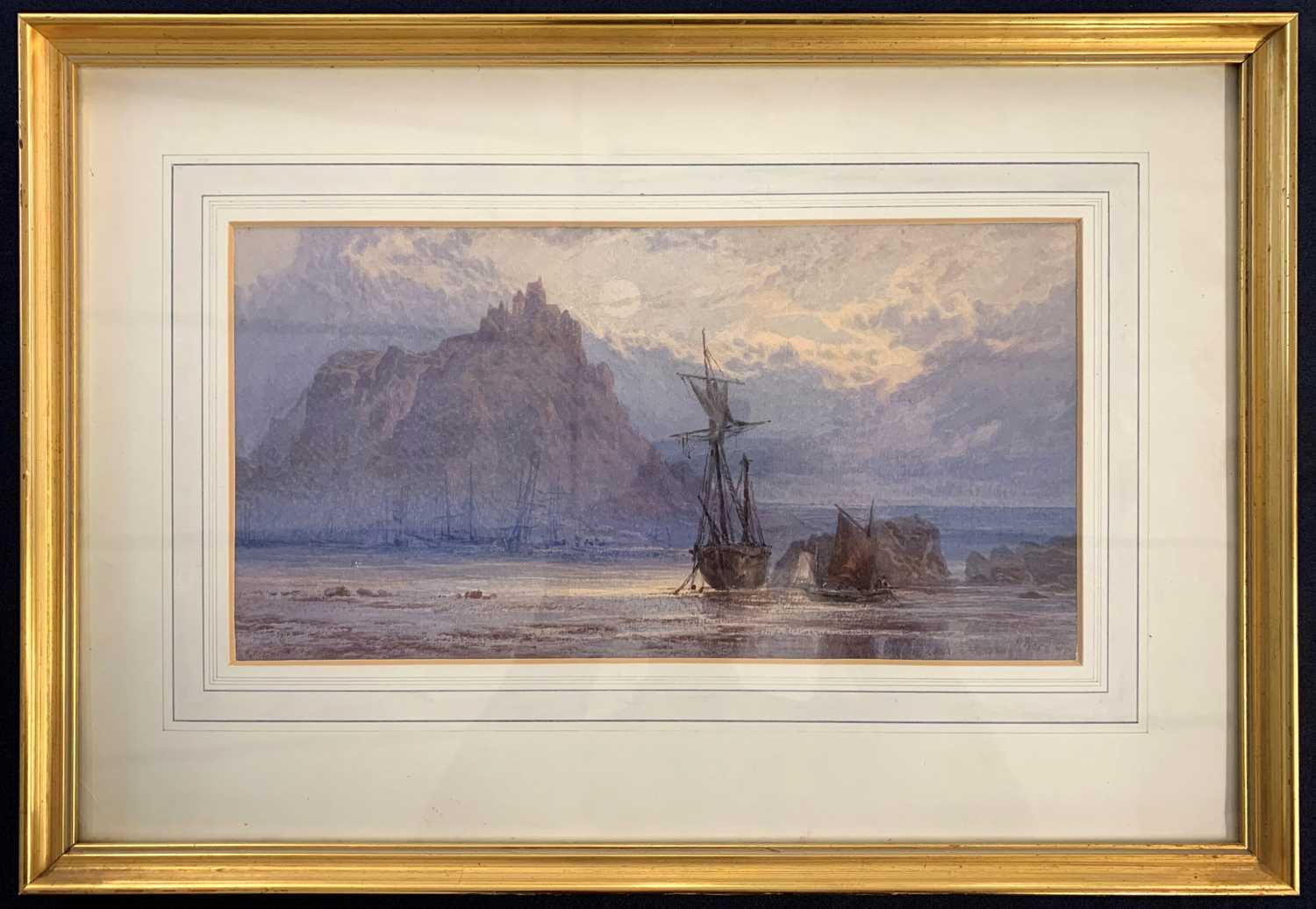 Lot 26 - H.Ward (British,19th century), Moonlit coastal...