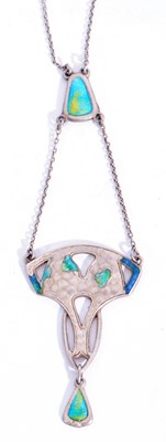 Lot 177 - Art Nouveau silver and enamel pendant necklace,...