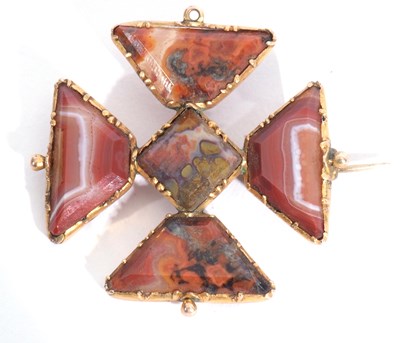 Lot 188 - Antique Maltese cross brooch, the yellow metal...