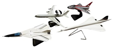 Lot 123 - Four large-scale wooden aeroplane models on...