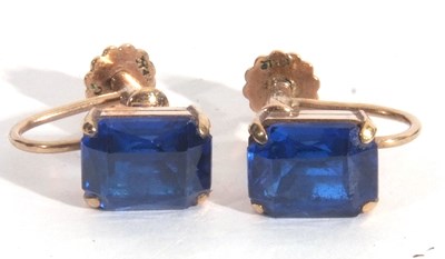 Lot 258 - Pair of vintage blue stone earrings of...