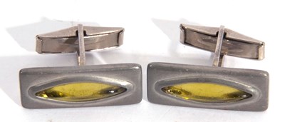 Lot 259 - Pair of George Jensen vintage pewter cuff...