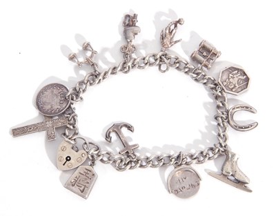 Lot 263 - Hallmarked silver curb link chain suspending...