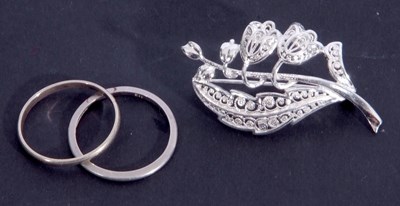 Lot 264 - Mixed Lot: A platinum band, 2.8gms; a sterling...