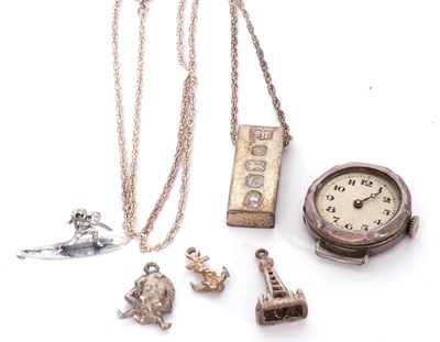 Lot 284 - Mixed Lot: silver ingot pendant with oversized...