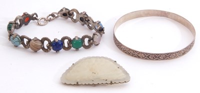 Lot 292 - Mixed Lot: celadon jade pierced brooch, a...