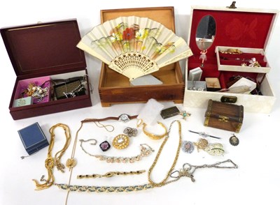 Lot 343 - Box containing three small jewellery boxes,...