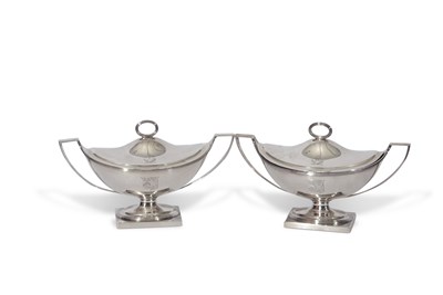Lot 275 - Good pair of George III sauce tureens and lids...