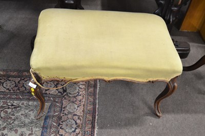Lot 518 - A Victorian walnut framed stool of rectangular...