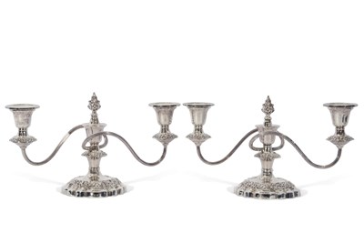 Lot 291 - Pair of Elizabeth II squat three-light...