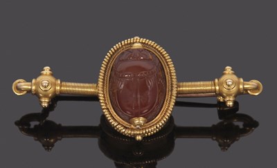 Lot 268 - An archeological revival scarab brooch, the...