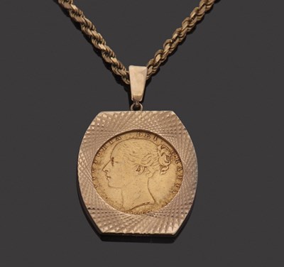 Lot 315 - A sovereign necklace, the 1863 sovereign in...