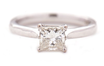 Lot 4 - An 18ct GIA certified diamond ring, the 1ct...
