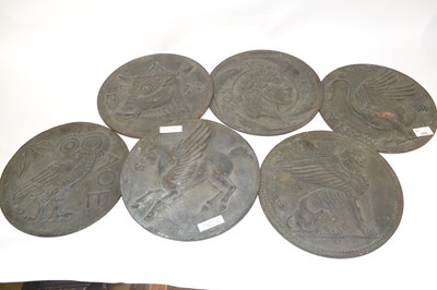 Lot 302 - Set of six 20th century bronzed metal plaques...