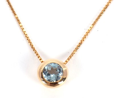 Lot 103 - An 18ct topaz necklace, the round topaz in...