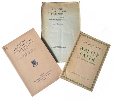 Lot 933 - LORD DAVID CECIL: 3 Titles: READING AS ONE OF...