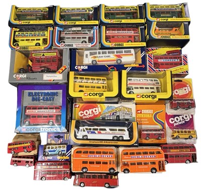 Lot 53 - A collection of boxed die-cast Corgi buses