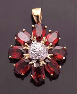 Lot 88 - A garnet and diamond pendant and matching...