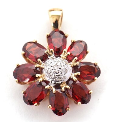 Lot 88 - A garnet and diamond pendant and matching...