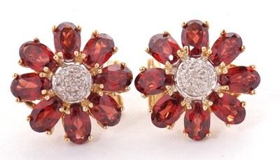 Lot 88 - A garnet and diamond pendant and matching...