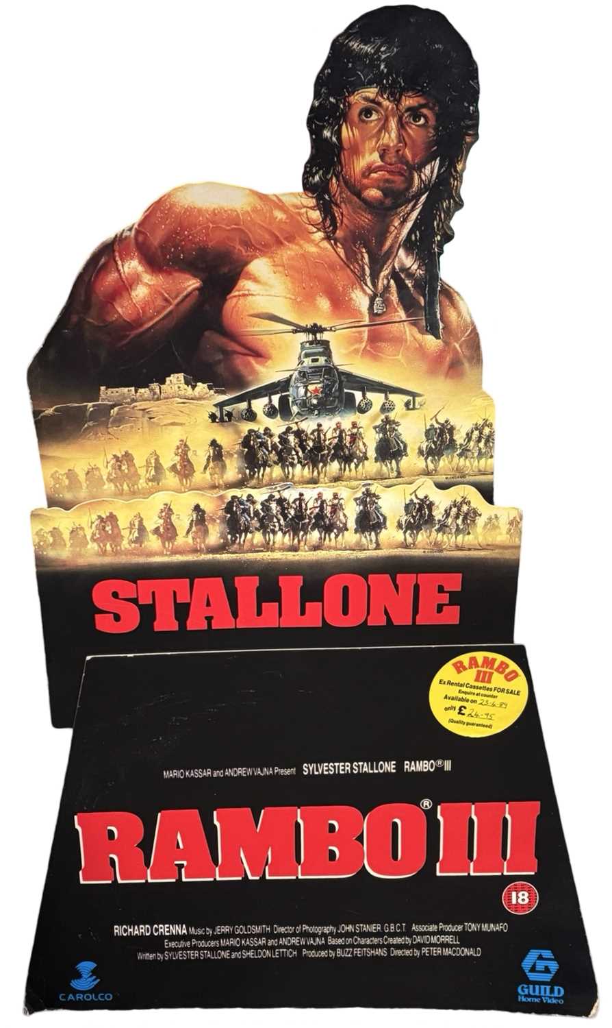 Lot 87 - A promotional cardboard standee for Rambo III...