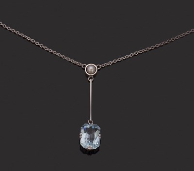Lot 280 - An early 20th century aquamarine and pearl...