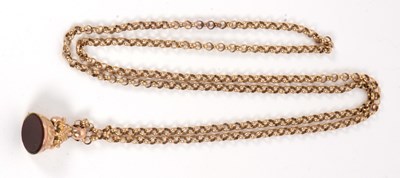 Lot 163 - A fob and chain, the unmarked yellow metal fob...