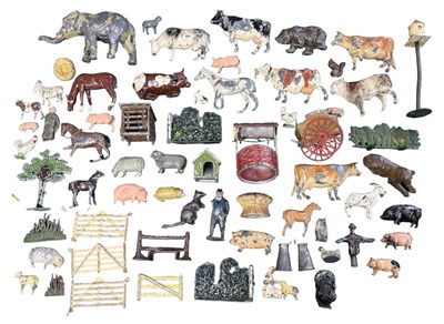Lot 120 - A collection of various die-cast farm animals,...