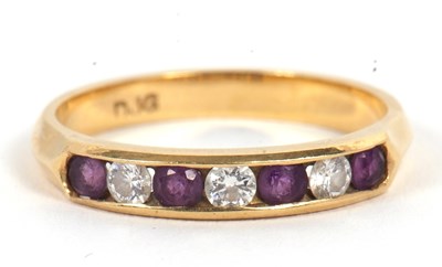 Lot 3 - An 18ct amethyst and diamond ring, the...