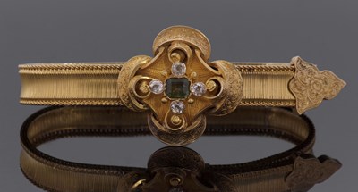 Lot 266 - A Victorian emerald and diamond bracelet, the...
