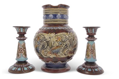 Lot 41 - A Doulton Lambeth jug with unusual design of...