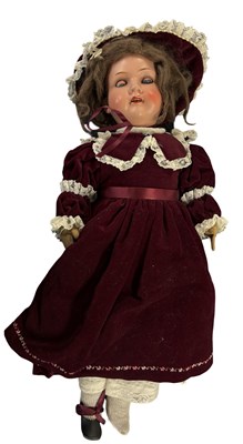 Lot 241 - A bisque head Armand Marseille doll, with blue...