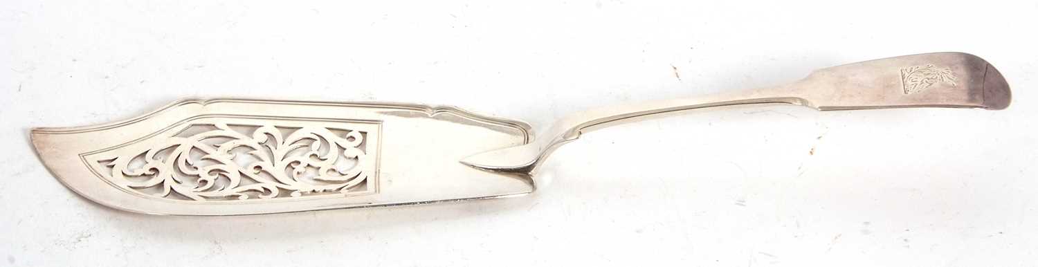 Lot 77 - A Victorian silver fiddle pattern fish slice...