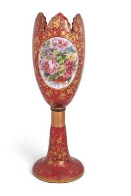 Lot 9 - A large Bohemian style glass vase, ruby...