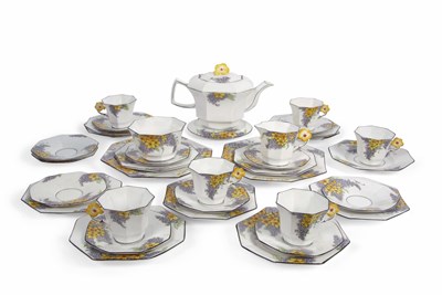 Lot 10 - An Art Deco tea set by Melba China, decorated...