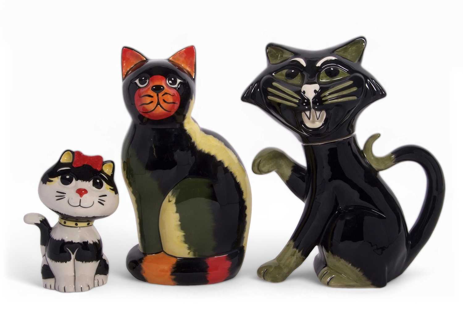 Lot 27 - A Lorna Bailey cat teapot and cover together...