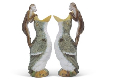 Lot 38 - An unusual pair of  19th century ewers...