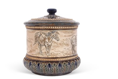 Lot 42 - A Doulton Lambeth tobacco jar and cover with...