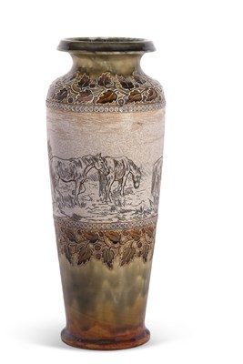 Lot 43 - A Doulton Lambeth vase with incised design of...