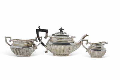 Lot 205 - A silver three piece bachelors tea service...
