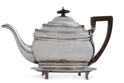 Lot 208 - A George III silver teapot and stand of plain...