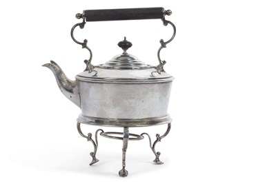 Lot 214 - A George V silver tea kettle and stand of...