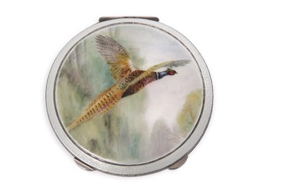 Lot 222 - A silver and guilloche enamel compact, the lid...