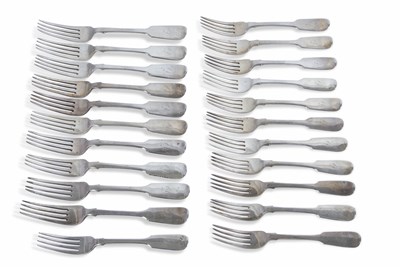 Lot 226 - Ten Victorian fiddle pattern table forks...