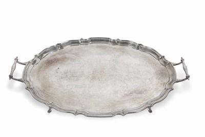 Lot 234 - A George V silver twin handled serving tray of...