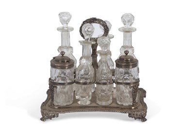 Lot 240 - A George IV silver cruet the central floral...