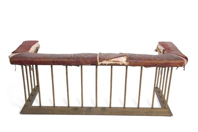 Lot 335 - A Victorian brass railed club fender with worn...