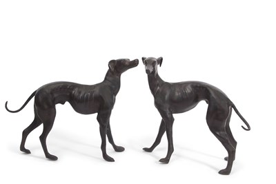 Lot 332 - A pair of 20th Century hollow bronze models of...
