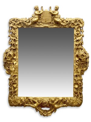 Lot 337 - An 18th Century gilt wood framed wall mirror,...