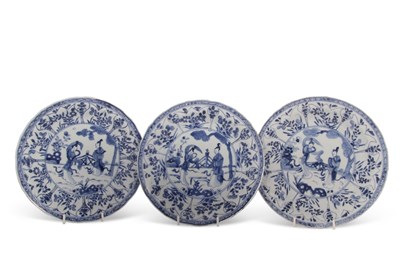Lot 90 - Three 18th Century Chinese porcelain plates in...